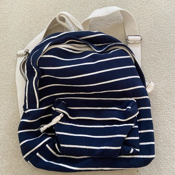 John Golt Switzerland Navy & Cream Stripped Backpack EUC, New no Tag main image 5